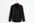 Black linen button-up shirt on coat hanger