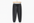 Charcoal gray merino wool sweat pants hanging on coat hanger
