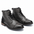 Pair of black leather boots on a white background
