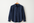 GENERATE A NAVY BLUE LINEN LONG SLEEVE SHIRT ON A COAT HANGER