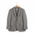 Gray herringbone tweed blazer on coat hanger