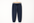 Navy blue merino wool sweat pants hanging on coat hanger