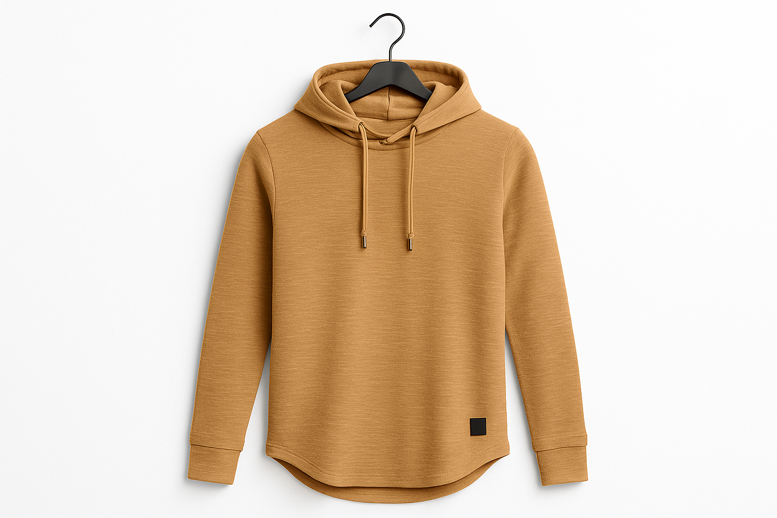 Tan hoodie on hanger